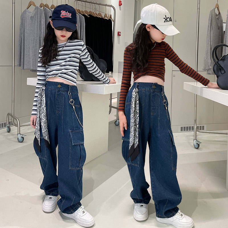 女童爵士舞演出服装女孩jazz露脐街舞模特走秀表演服儿童街头潮装