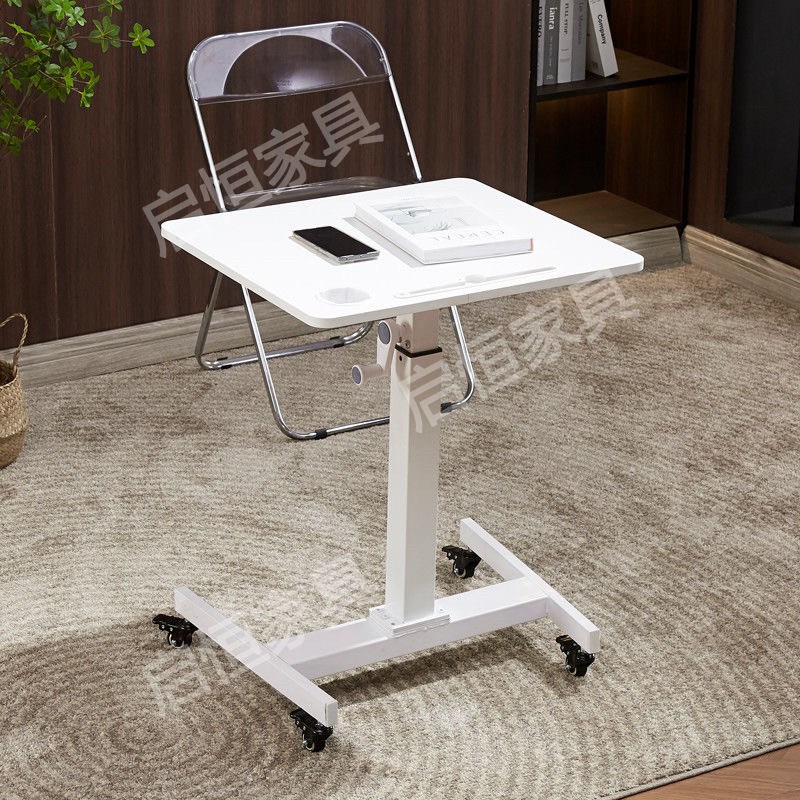 可移动床边桌带轮升降懒人桌升降办公桌电脑桌直播站立桌演讲桌子