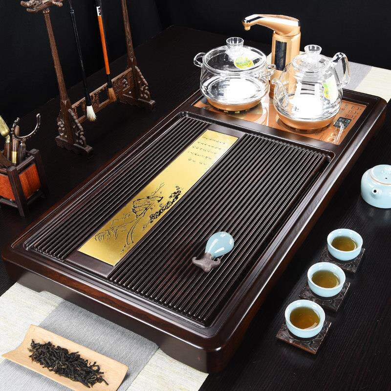 高档电木茶盘整套装全自动一体带磁炉家用乌檀实木办公室泡茶具台