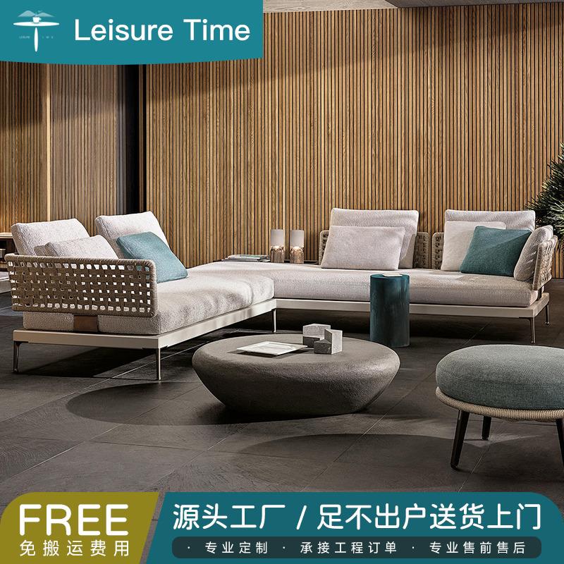 露台户外休闲 藤编沙发组合室外庭院花园温室藤椅茶几阳台藤沙发