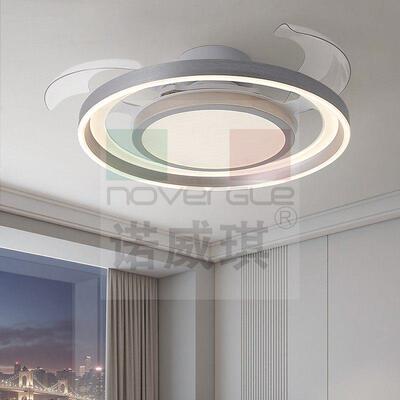 2025新款高端隐形吊扇灯简约客厅饭厅卧室变频静音语音吸顶吊扇灯