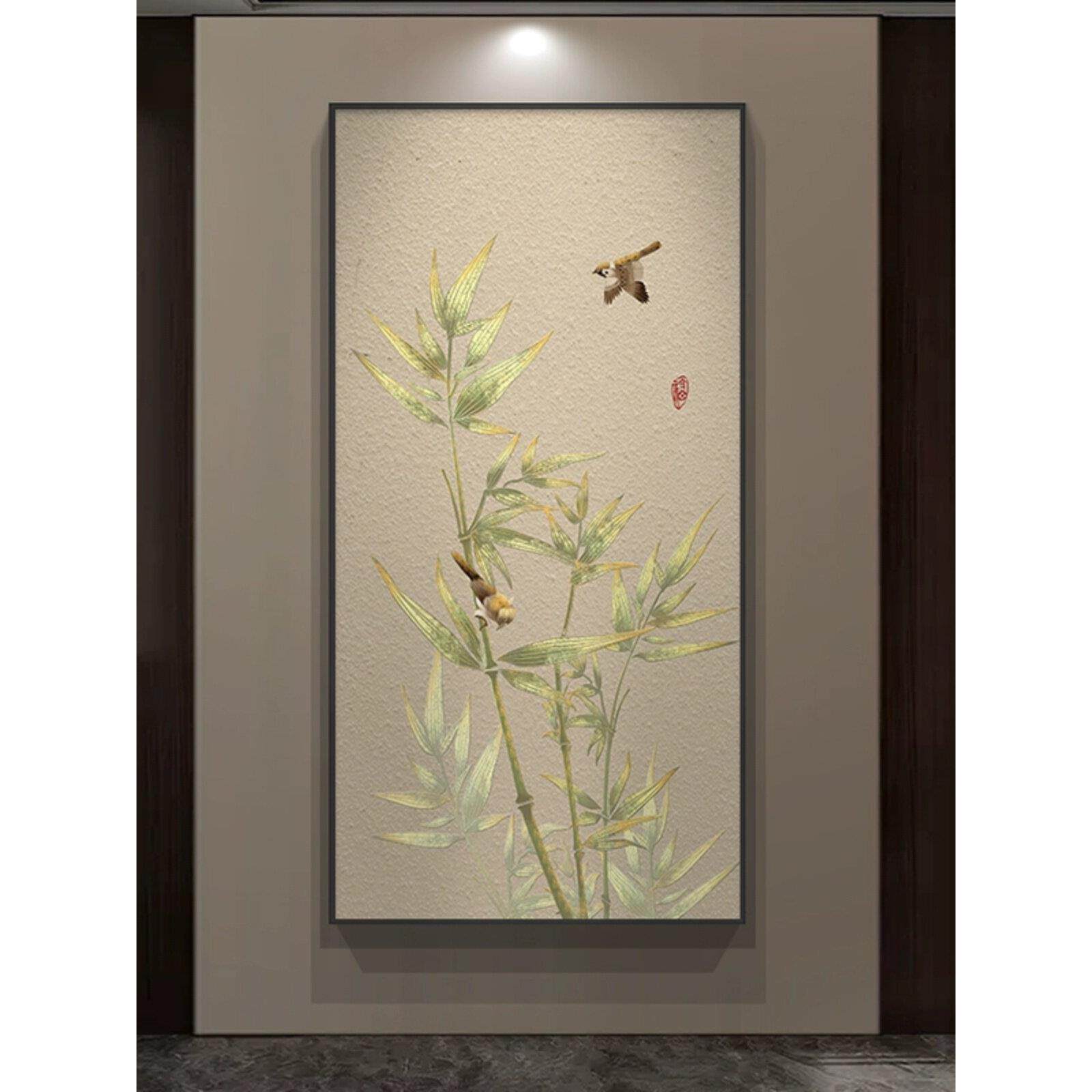 新中国风入口走廊过道装饰画竹画上升壁画客厅沙发背景墙挂画