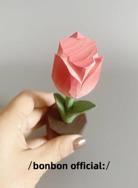 送一个有温度的礼物 木雕郁金香仿真花桌面摆件治愈系生日礼物