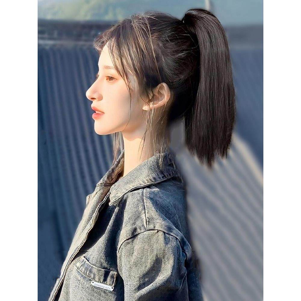 马尾真发女抓夹全真发超轻绑带短发内扣短款自然假发高马尾辫子
