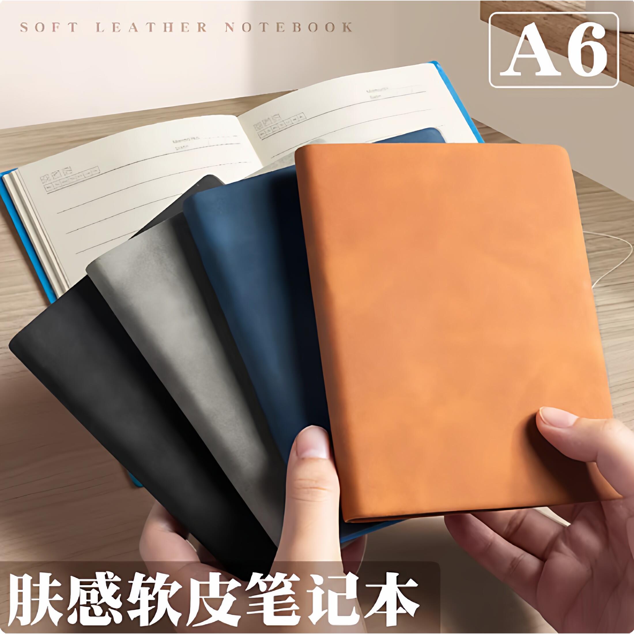 日系进口A6皮面笔记本记事本复古简约随身可携式口袋本日记本软皮