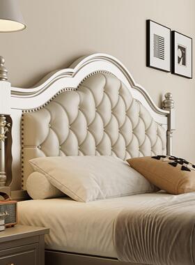 法式轻奢双人大床头层真皮软包床储物1米8主卧单人床2mx2m2实木床