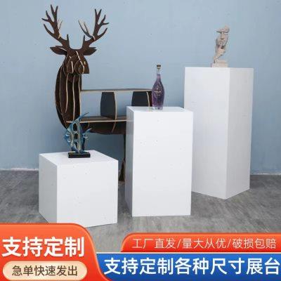 方形白色立柱烤漆展示台地台展示架花店模特中岛手办产品陈列展柜