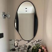 法式 复古异形化妆镜艺术设计装 饰镜北欧高颜值不规则黑色浴室镜