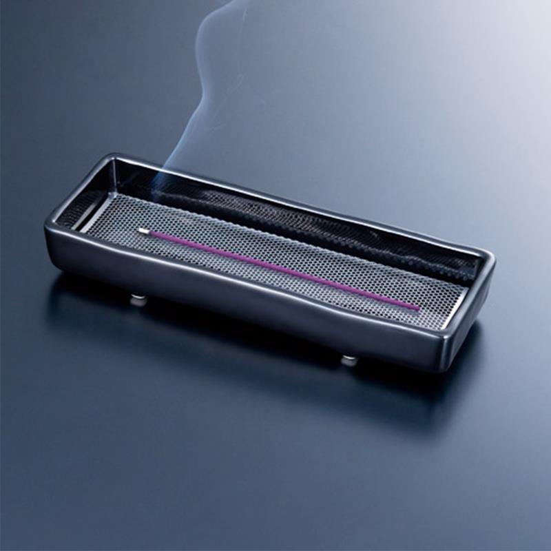 日本原装进口 夕香卧香炉 夜香皿陶瓷线香炉黑色卧室家用礼佛用