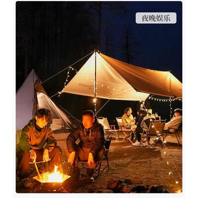 天幕帐篷户外露营野营遮阳可携式携带蝶形六角超大黑胶涂层野餐