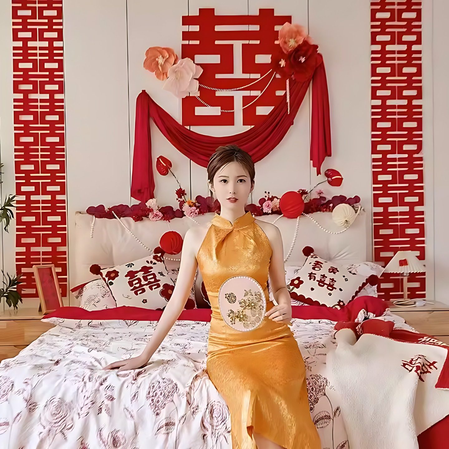 婚房女方布置卧室装饰套装婚礼结婚房间新房牀头拍照大喜字背景墙,节庆用品/礼品,拉花,淘宝优惠券,粉丝福利购,淘宝优惠卷