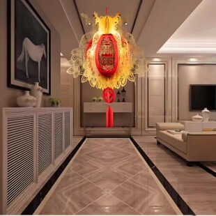 高端灯笼新款2026年新年金箔春节喜庆大红福字挂饰商场门店阳台装