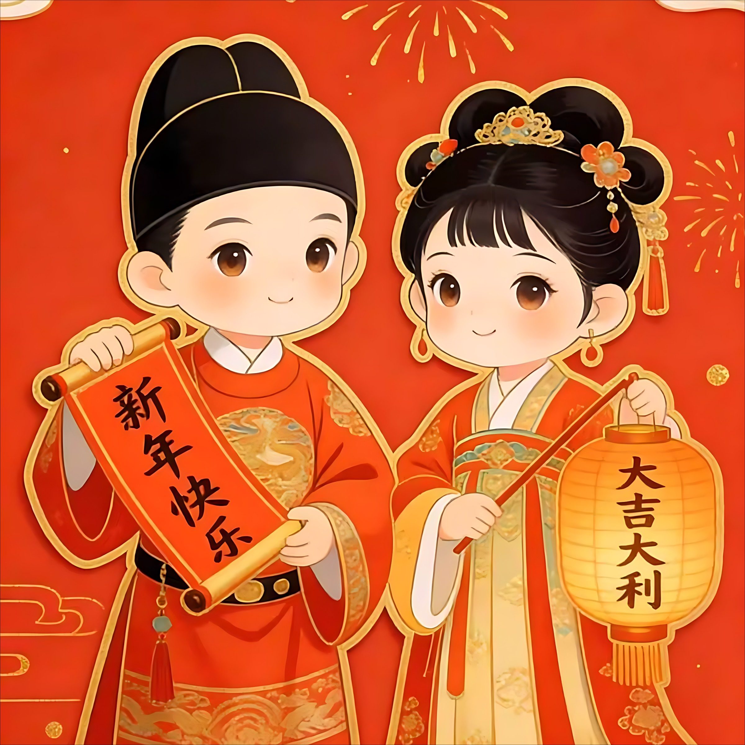 汉服年画娃娃2026马年金童玉女春节装饰贴纸大门喜庆墙面贴画装饰,节庆用品/礼品,喜字/剪纸/贴纸,淘宝优惠券,粉丝福利购,淘宝优惠卷