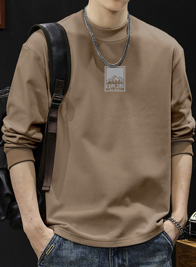 简木迹双面德绒打底衫男士长袖t恤圆领秋冬季新款保暖内搭上衣男