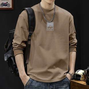 简木迹双面德绒打底衫男士长袖t恤圆领秋冬季新款保暖内搭上衣男