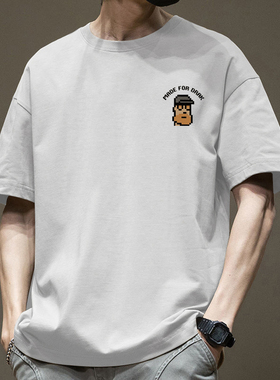 简木迹重磅纯棉短袖t恤男夏季2025新款潮牌潮流宽松大码半袖体恤