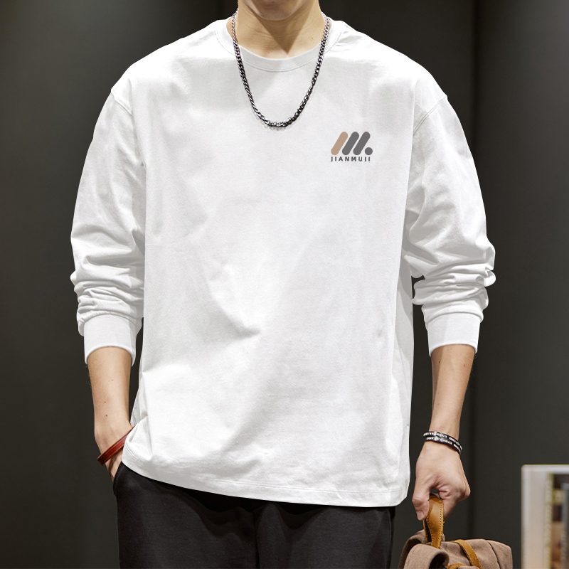 简木迹重磅纯棉长袖T恤男打底衫