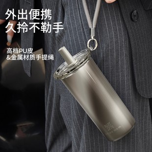 物生物保温杯女高颜值吸管杯陶瓷内胆新款 大容量水杯便携咖啡杯子