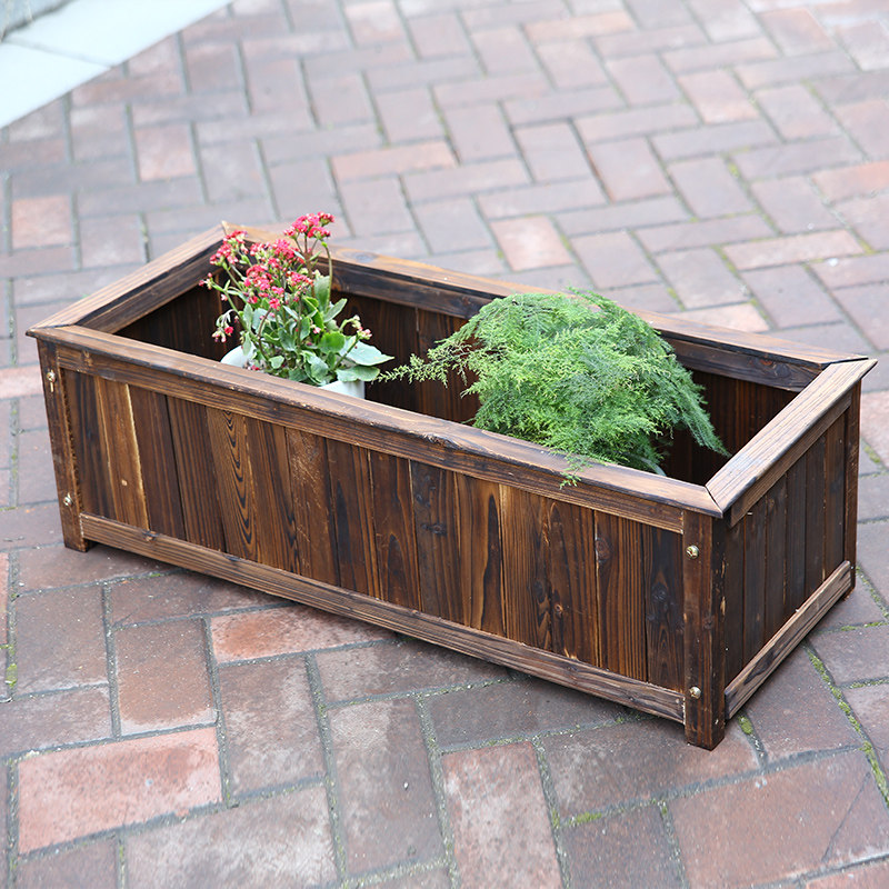 户外炭化防腐木园艺用品庭院花园阳台木制木质实木花盆花槽花箱