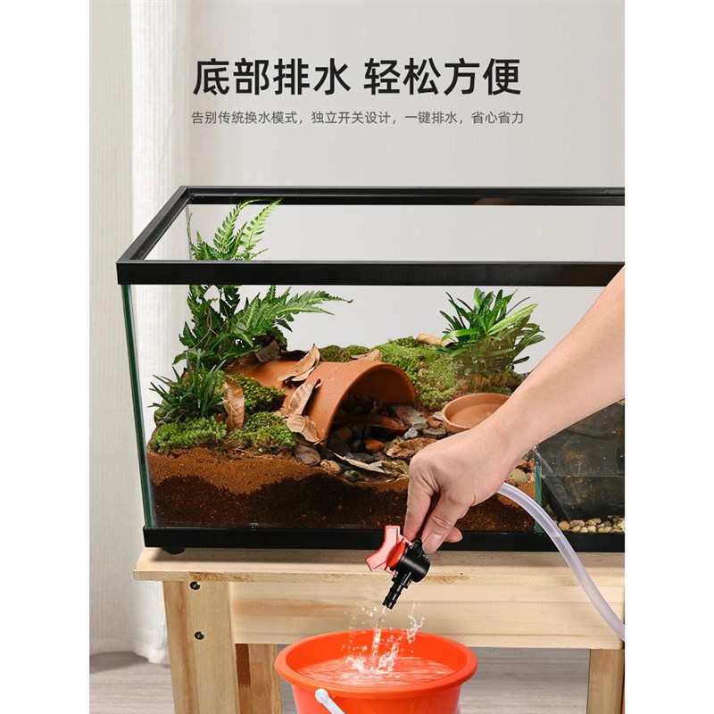 半水龟饲养箱乌缸带盖黄缘龟专用缸龟生态造景养殖安缘水陆两栖缸