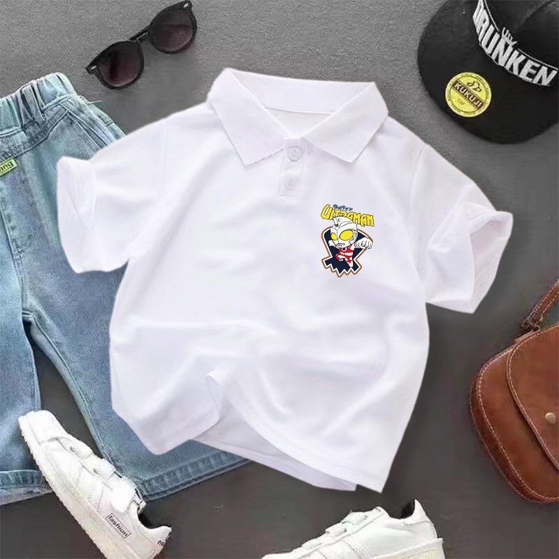 夏装2023新款男童女童白色Polo衫短袖t恤纯棉儿童卡通宝宝上衣潮,童装/婴儿装/亲子装,儿童POLO衫,淘宝优惠券,粉丝福利购,淘宝优惠卷