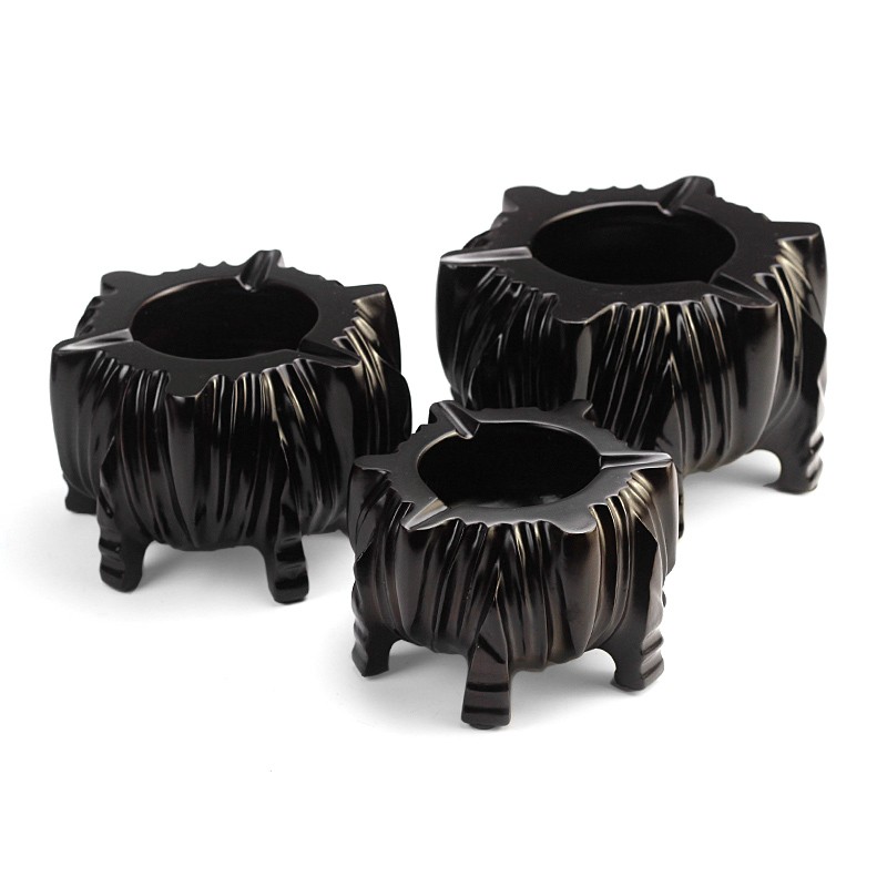 实木烟灰缸红黑木色楠木质客厅茶几根雕烟灰缸防摔大号网吧酒吧