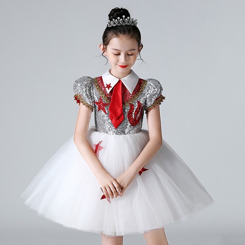儿童国庆朗诵表演服小学生大合唱团演出服女童走秀舞蹈时尚公主裙