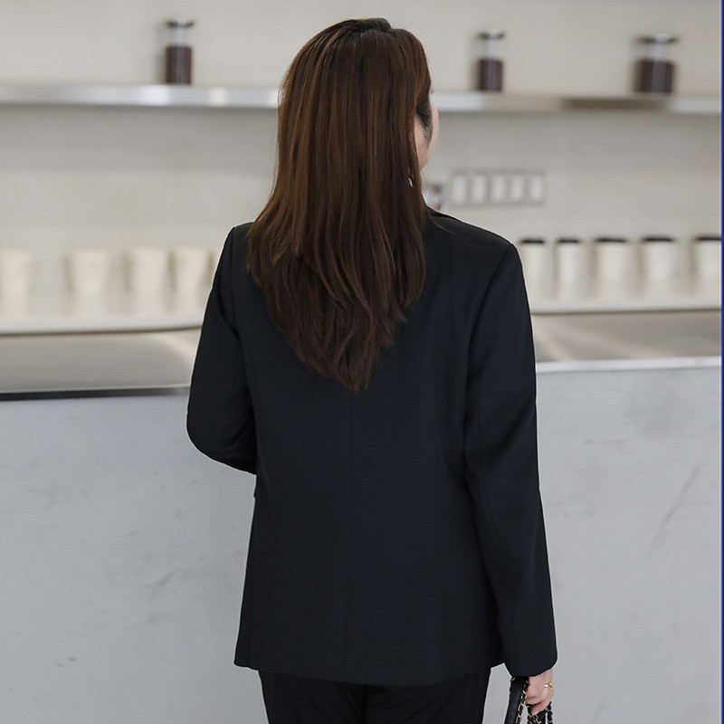 大码职业装大学生胖mm蓝色西服半身裙工装套装女200斤西装外套春