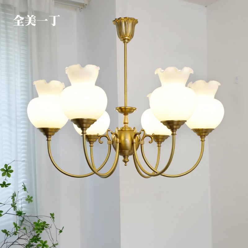 全美一丁 法式复古洋房风格花苞玻璃吊灯 美式餐厅卧室客厅玄关灯