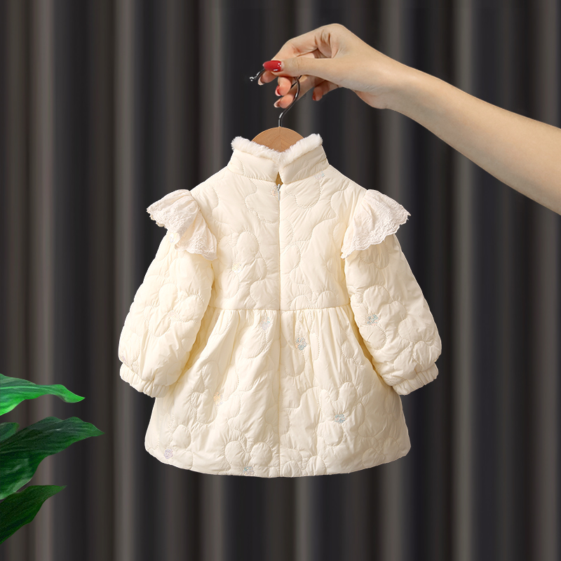 女童连衣裙冬季2022新款儿童洋气秋冬加绒裙子一岁女宝宝衣服冬装