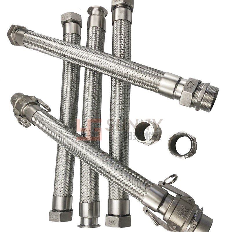 304不锈钢金属波纹管编织网高温高压工业蒸汽软管防爆定制4分 6分