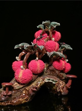 石湾公仔陶瓷满堂红摆件玄关客厅电视柜荔枝装饰品乔迁新居送礼品