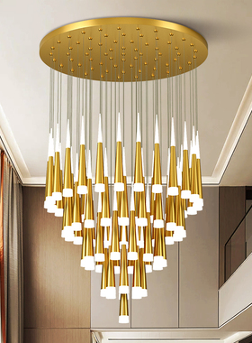 楼梯灯吊灯别墅大厅挑高挑空loft吊灯公寓复式楼客厅大吊灯长吊灯