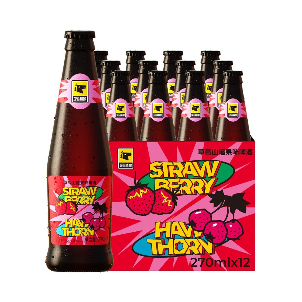 【整箱】歪马精酿 草莓山楂果味啤酒11°P瓶装270ml*12瓶