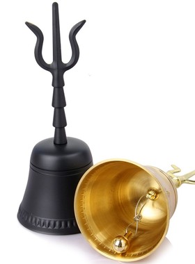 厚德居 教法器用品 佛具 手摇铃 法铃 道士铜铃 三清铃 三叉铃