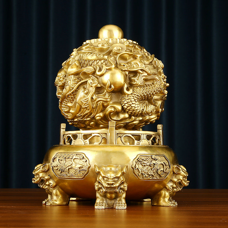 纯铜九转乾坤鼎摆件时来运转球家居办公室装饰品摆设开业乔迁礼品