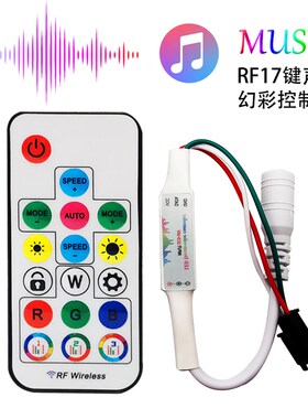 RF17键全彩灯带控制器WS2811迷你遥控幻彩流光灯条按键跑马灯控制
