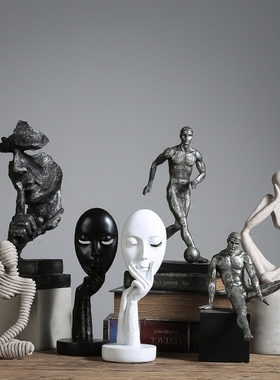 北欧创意沉默是金个性家居雕塑工艺品摆件美式小客厅酒柜软装饰品