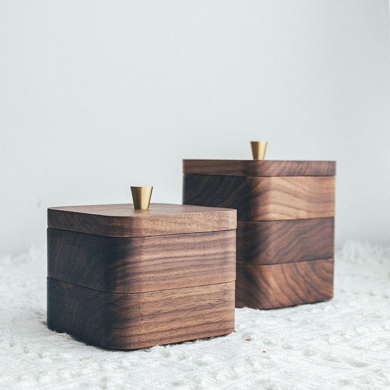半宅日式牙签牙线盒黑胡桃木棉签储物收纳创意轻奢木质饰品首饰盒,家居饰品,饰品盒,淘宝优惠券,粉丝福利购,淘宝优惠卷