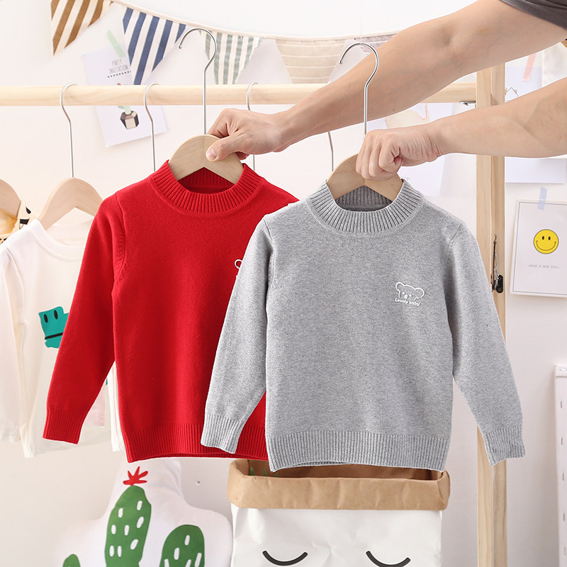 儿童新款毛衣纯棉中大童高领加绒加厚针织衫小童线衣女宝宝打底衫