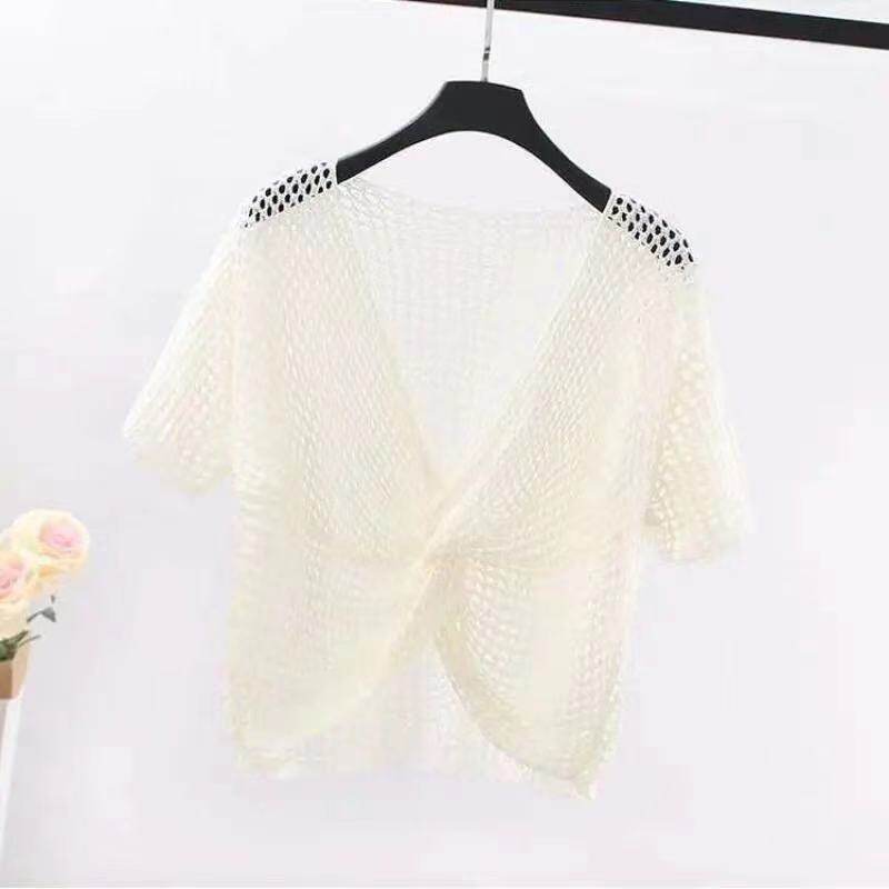 2021新款套头针织网衫配吊带裙镂空罩衫女夏薄款小外搭披肩式上衣