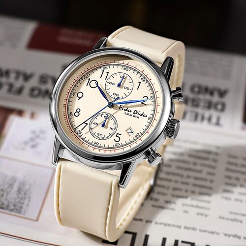 fidodido七喜小子手表日历多功能男女同款商务简约复古风计时腕表
