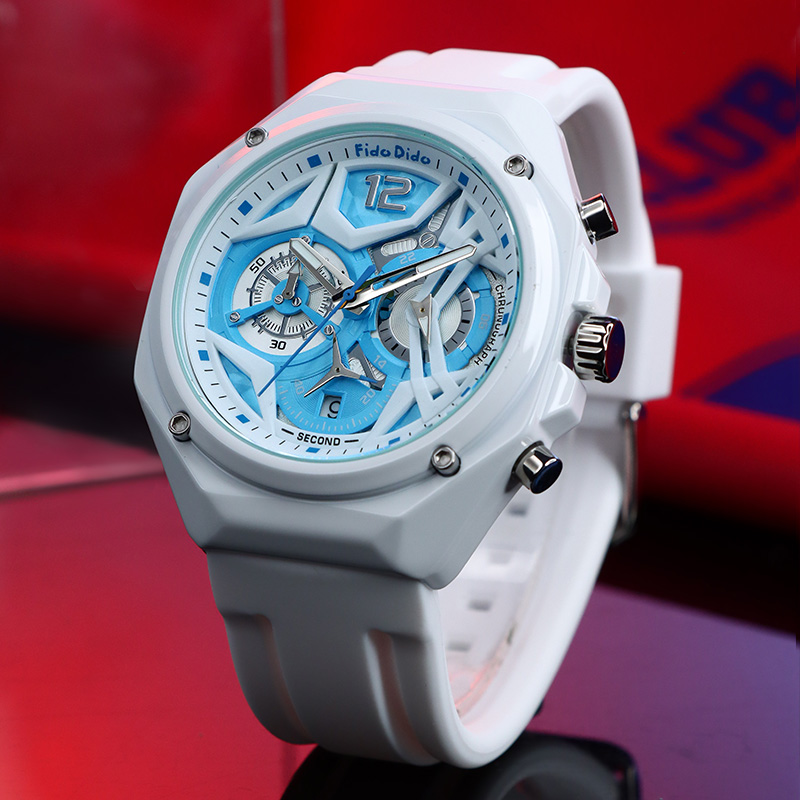 fidodido七喜小子手表男多功能机械风防水镂空撞色个性设计石英表