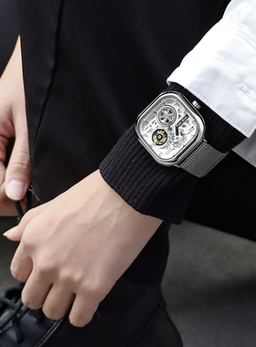 fidodido七喜小子手表男款2025新款学生方形镂空潮流学生防水腕表