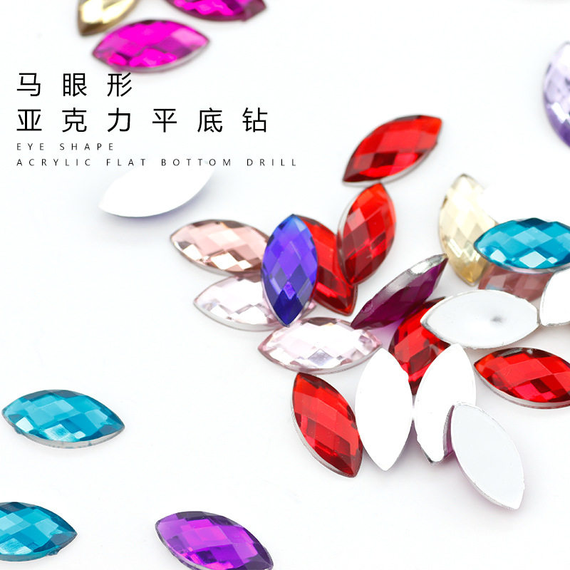 厂家直销马眼形亚克力钻仿台压克力钻彩色镀底马眼钻手机壳指甲
