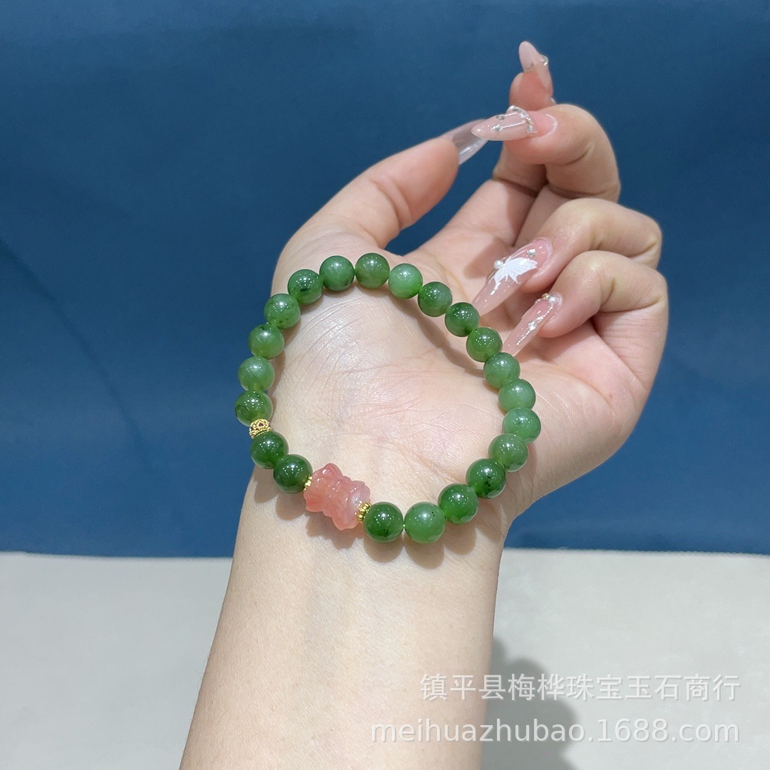 和田玉檀木蜜蜡手串翡翠水晶玛瑙