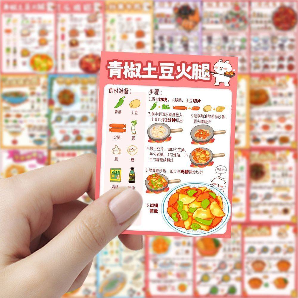 189张每日食谱贴纸卡通创意美食操作指南手机手账桌面diy装饰贴画