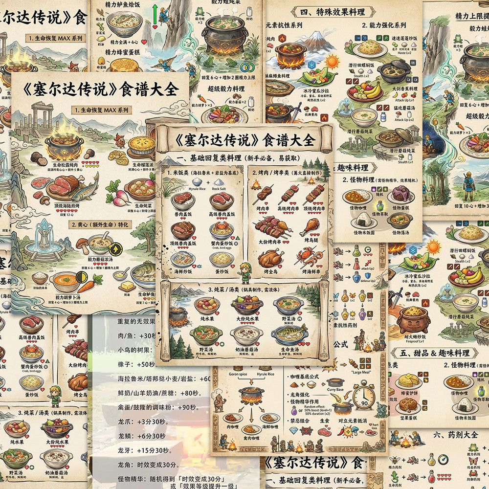 塞尔达旷野之息食谱图鉴贴纸