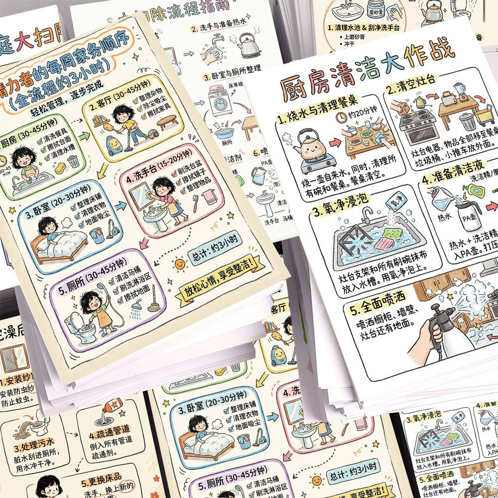 18张家务清洁收纳贴纸宅家大扫除