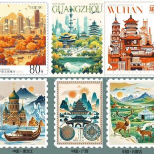 国风省份博物馆旅行邮复古怀旧邮票贴纸合集收藏手账素材邮票贴纸